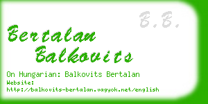 bertalan balkovits business card